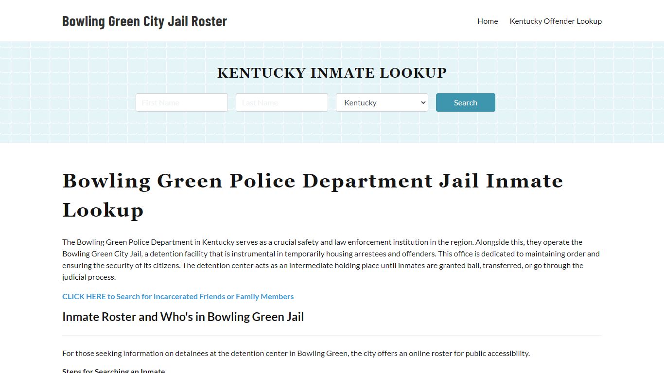 Bowling Green Police Department & City Jail, KY Inmate Roster, Arrests ...